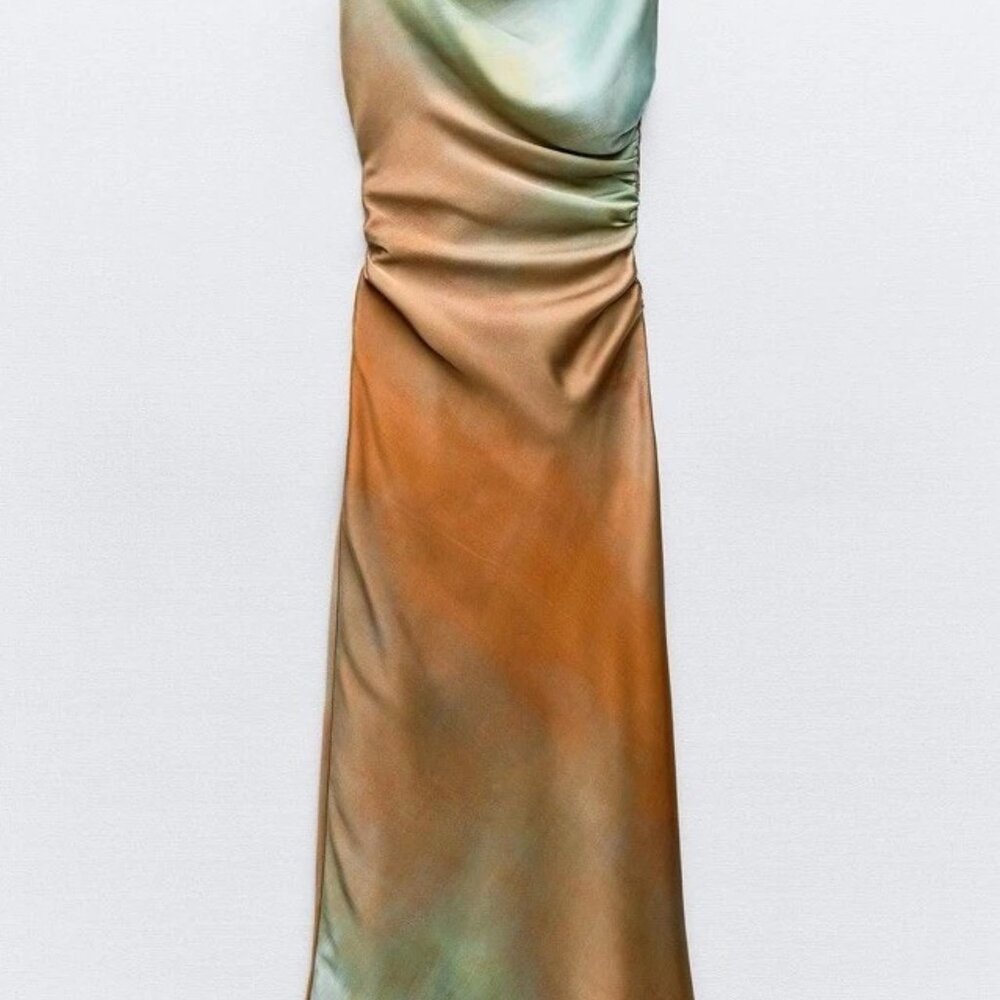 Zara NWT Asymmetrical Printed Midi Dress